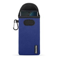 Hoesje voor Motorola Edge 50 Fusion - MobyDefend Neopreen Pouch Met Karabijnhaak - Insteekhoesje - Riemlus Hoesje - Blauw