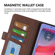 Motorola Edge 50 Pro Hoesje - MobyDefend Luxe Wallet Book Case (Sluiting Zijkant) - Lichtbruin