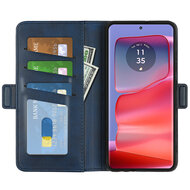 Motorola Edge 50 Pro Hoesje - MobyDefend Luxe Wallet Book Case (Sluiting Zijkant) - Blauw