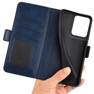 Motorola Edge 50 Pro Hoesje - MobyDefend Luxe Wallet Book Case (Sluiting Zijkant) - Blauw