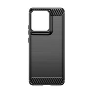 Motorola Edge 50 Pro Hoesje - MobyDefend TPU Backcover - Geborstelde Metaal &amp; Carbon-Look - Zwart