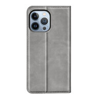 iPhone 14 Pro Max Hoesje - Luxe Wallet Bookcase (Magnetische Sluiting) - Grijs