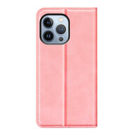 iPhone 14 Pro Max Hoesje - Luxe Wallet Bookcase (Magnetische Sluiting) - Roze