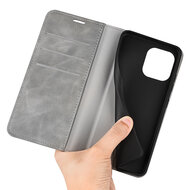 iPhone 14 Pro Hoesje - Luxe Wallet Bookcase (Magnetische Sluiting) - Grijs