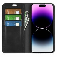 iPhone 15 Pro Hoesje - Luxe Wallet Bookcase (Magnetische Sluiting) - Zwart