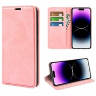 iPhone 15 Pro Hoesje - Luxe Wallet Bookcase (Magnetische Sluiting) - Roze