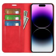 iPhone 15 Pro Max Hoesje - Luxe Wallet Bookcase (Magnetische Sluiting) - Rood