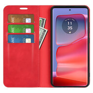 Motorola Edge 50 Pro Hoesje - Luxe Wallet Bookcase (Magnetische Sluiting) - Rood