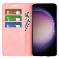 Samsung Galaxy S23 FE Hoesje - Luxe Wallet Bookcase (Magnetische Sluiting) - Roze