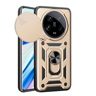 Xiaomi 14 Ultra Hoesje, MobyDefend Pantsercase Met Draaibare Ring, Goud