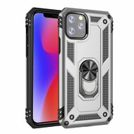 iPhone 11 Hoesje - MobyDefend Pantsercase Met Draaibare Ring - Zilvergrijs