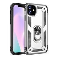 iPhone 11 Pro Hoesje - MobyDefend Pantsercase Met Draaibare Ring - Zilvergrijs