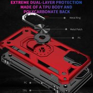 iPhone 12 / 12 Pro Hoesje - MobyDefend Pantsercase Met Draaibare Ring - Zwart