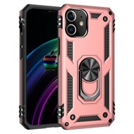 iPhone 12 / 12 Pro Hoesje - MobyDefend Pantsercase Met Draaibare Ring - Roze