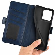 Motorola Edge 50 Ultra Hoesje - MobyDefend Luxe Wallet Book Case (Sluiting Zijkant) - Blauw