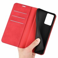 Motorola Edge 50 Fusion Hoesje - Luxe Wallet Bookcase (Magnetische Sluiting) - Rood