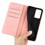 Motorola Edge 50 Fusion Hoesje - Luxe Wallet Bookcase (Magnetische Sluiting) - Roze