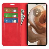 Motorola Edge 50 Ultra Hoesje - Luxe Wallet Bookcase (Magnetische Sluiting) - Rood