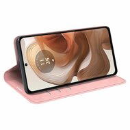 Motorola Edge 50 Ultra Hoesje - Luxe Wallet Bookcase (Magnetische Sluiting) - Roze