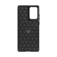 Motorola Edge 50 Fusion Hoesje - MobyDefend TPU Backcover - Geborstelde Metaal &amp; Carbon-Look - Zwart