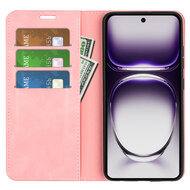 Oppo Reno12 Pro Hoesje - Luxe Wallet Bookcase (Magnetische Sluiting) - Roze