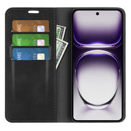 Oppo Reno12 Pro Hoesje - Luxe Wallet Bookcase (Magnetische Sluiting) - Zwart