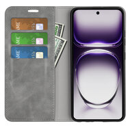 Oppo Reno12 Pro Hoesje - Luxe Wallet Bookcase (Magnetische Sluiting) - Grijs