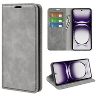 Oppo Reno12 Pro Hoesje - Luxe Wallet Bookcase (Magnetische Sluiting) - Grijs