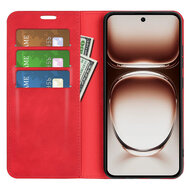 Oppo Reno12 Hoesje - Luxe Wallet Bookcase (Magnetische Sluiting) - Rood