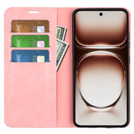 Oppo Reno12 Hoesje - Luxe Wallet Bookcase (Magnetische Sluiting) - Roze