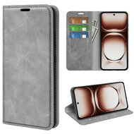 Oppo Reno12 Hoesje - Luxe Wallet Bookcase (Magnetische Sluiting) - Grijs