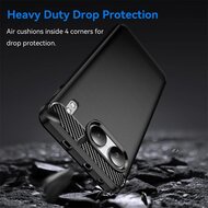 OnePlus Nord 4 Hoesje - MobyDefend TPU Backcover - Geborstelde Metaal &amp; Carbon-Look - Zwart