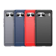 OnePlus Nord 4 Hoesje - MobyDefend TPU Backcover - Geborstelde Metaal &amp; Carbon-Look - Zwart