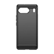 OnePlus Nord 4 Hoesje - MobyDefend TPU Backcover - Geborstelde Metaal &amp; Carbon-Look - Zwart