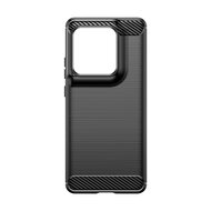 Motorola Edge 50 Ultra Hoesje - MobyDefend TPU Backcover - Geborstelde Metaal &amp; Carbon-Look - Zwart