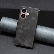 iPhone 16 Plus Hoesje - MobyDefend Wallet Book Case Met Koord - Zwart