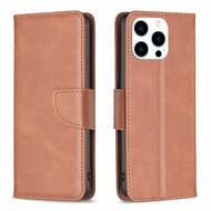 iPhone 16 Pro Hoesje - MobyDefend Wallet Book Case Met Koord - Bruin