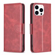 iPhone 16 Pro Hoesje - MobyDefend Wallet Book Case Met Koord - Rood