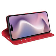 iPhone 16 Hoesje - Luxe Wallet Bookcase (Magnetische Sluiting) - Rood