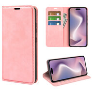 iPhone 16 Hoesje - Luxe Wallet Bookcase (Magnetische Sluiting) - Roze