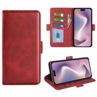 iPhone 16 Hoesje - MobyDefend Luxe Wallet Book Case (Sluiting Zijkant) - Rood