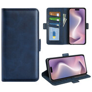 iPhone 16 Hoesje - MobyDefend Luxe Wallet Book Case (Sluiting Zijkant) - Blauw