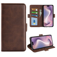 iPhone 16 Hoesje - MobyDefend Luxe Wallet Book Case (Sluiting Zijkant) - Bruin