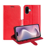 iPhone 16 Hoesje - MobyDefend Wallet Book Case (Sluiting Achterkant) - Rood