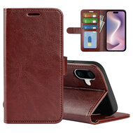 iPhone 16 Hoesje - MobyDefend Wallet Book Case (Sluiting Achterkant) - Bruin