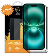 3-Pack iPhone 16 Plus Screenprotectors - MobyDefend Screensavers Met Zwarte Randen - Gehard Glas 