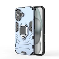 iPhone 16 Plus Hoesje - MobyDefend Dubbelgelaagde Pantsercase Met Standaard - Blauw