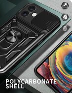 iPhone 16 Plus Hoesje - MobyDefend Pantsercase Met Draaibare Ring - Zwart