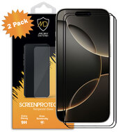 2-Pack iPhone 16 Pro Screenprotectors - MobyDefend Screensavers Met Zwarte Randen - Gehard Glas 