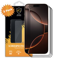 3-Pack iPhone 16 Pro Max Screenprotectors - MobyDefend Screensavers Met Zwarte Randen - Gehard Glas 